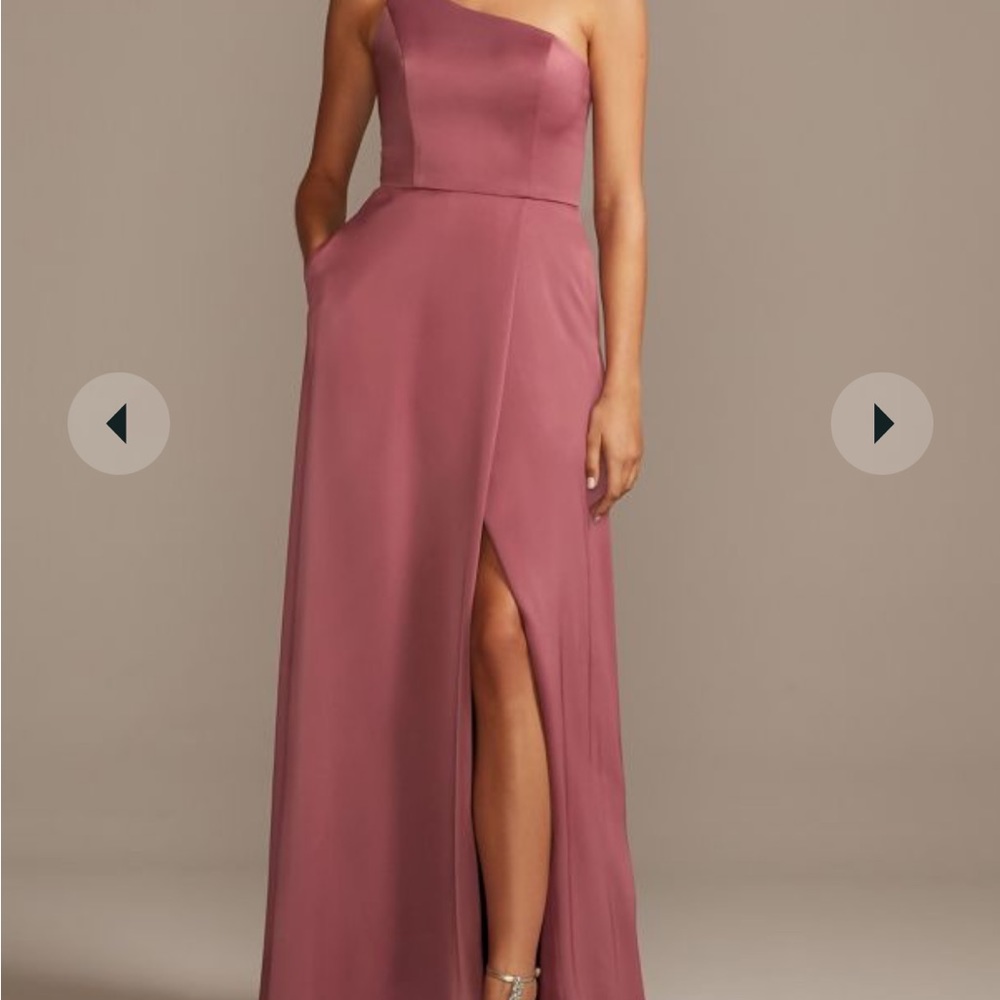 Size 4 chianti satin one-shoulder bridesmaid dress davids bridal STYLE# F20099